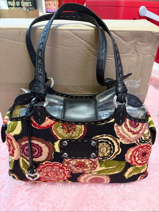 Brighton Handbags - Brighton Floral Shoulder Bag in Black, Pink and Green
